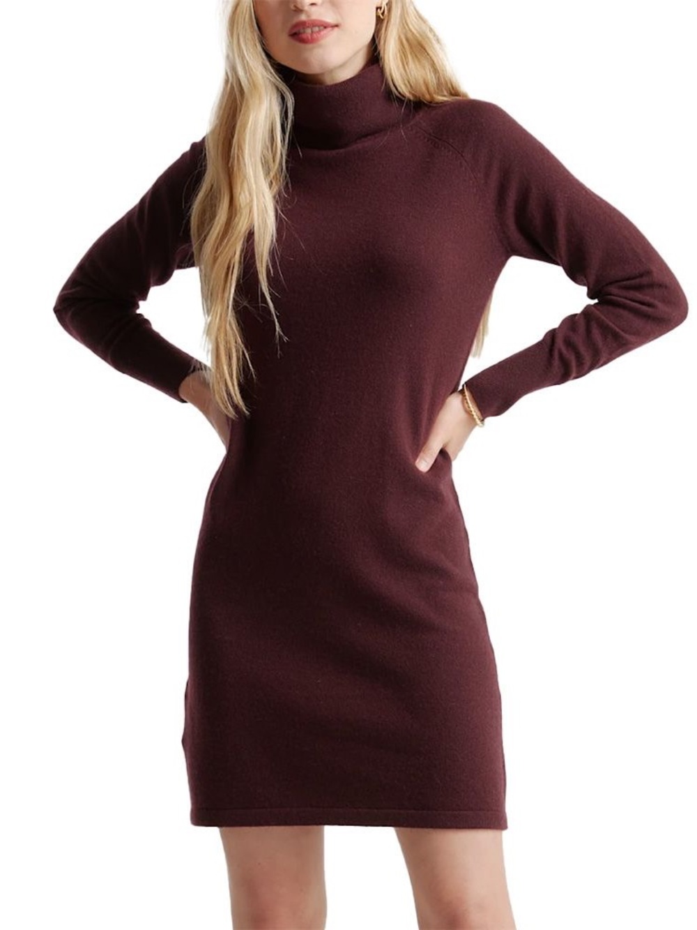 Quince Cashmere Turtleneck Sweater Mini Dress Burgundy Red Small Soft Cozy